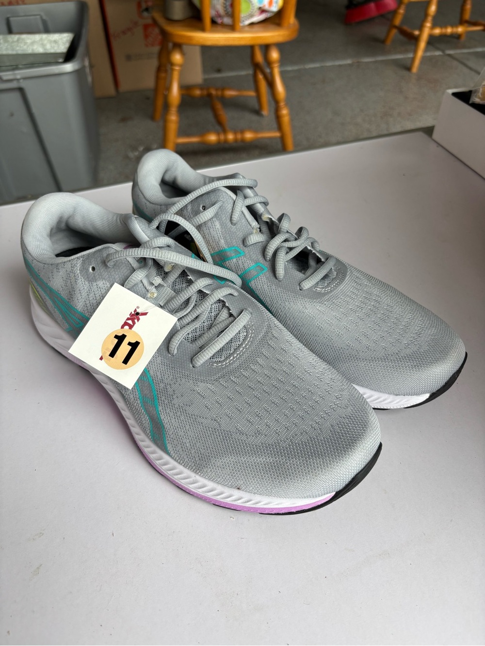 ASICS Silver Running Shoes with Teal & Purple Accents
